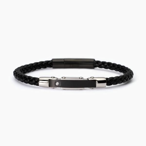 2 Jewels Bracciale Similpelle Nera e Acciaio Pvd Nero