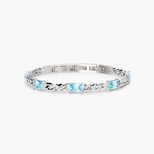 2 Jewels Bracciale Acciaio e Cristalli Azzurri