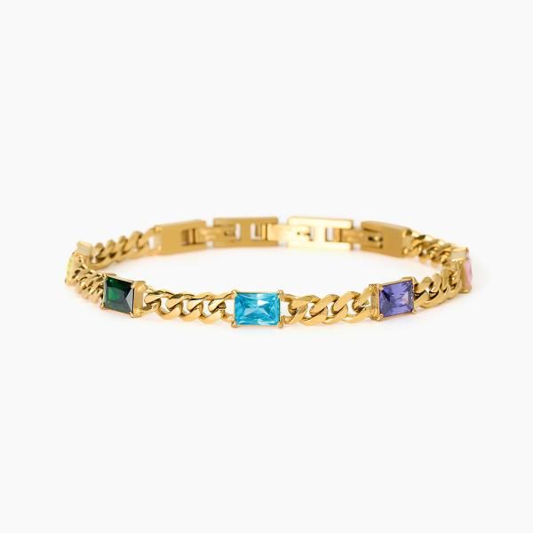 2 Jewels Bracciale Acciaio Gold e Cristalli Multicolor