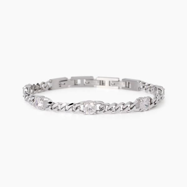 2 Jewels Bracciale Acciaio e Cristalli Bianchi