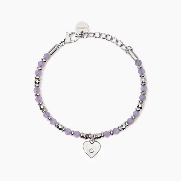 2 Jewels Bracciale Acciaio Sfere e Glass Viola