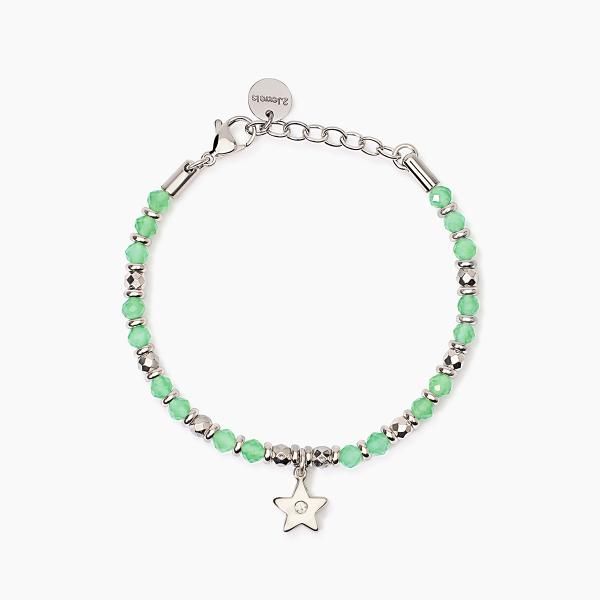 2 Jewels Bracciale Acciaio Sfere e Glass Verde