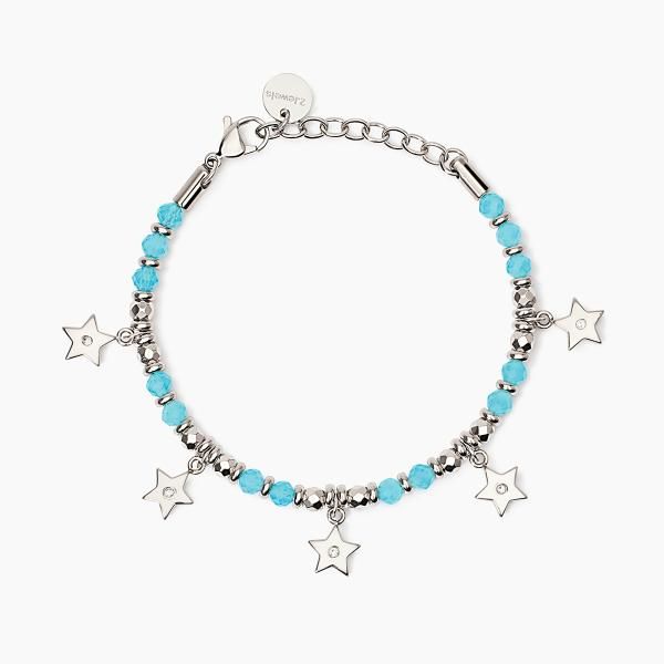 2 Jewels Bracciale Acciaio Sfere e Glass Azzurro