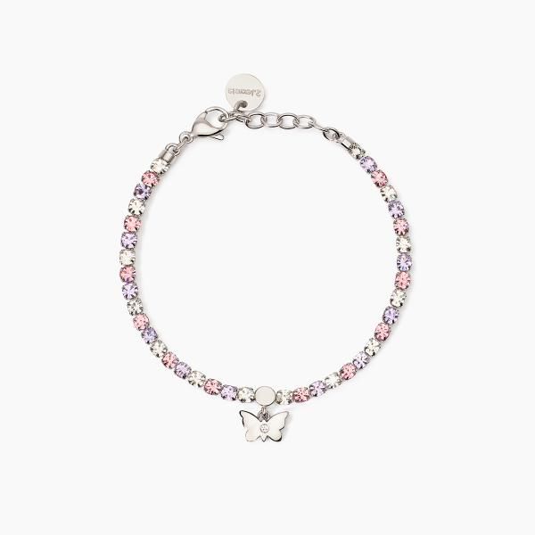2 Jewels Tennis Acciaio Cristalli Multicolor e Farfalla