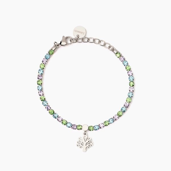 2 Jewels Bracciale Tennis Acciaio Cristalli Multicolor