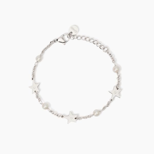 2 Jewels Bracciale Acciaio con Perle e Stelle