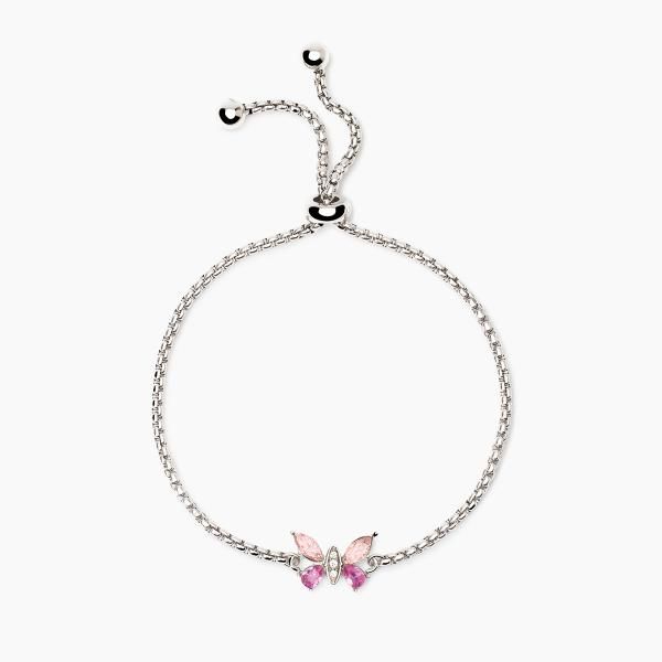 2 Jewels Bracciale Acciaio Farfalla Cristalli Rosa