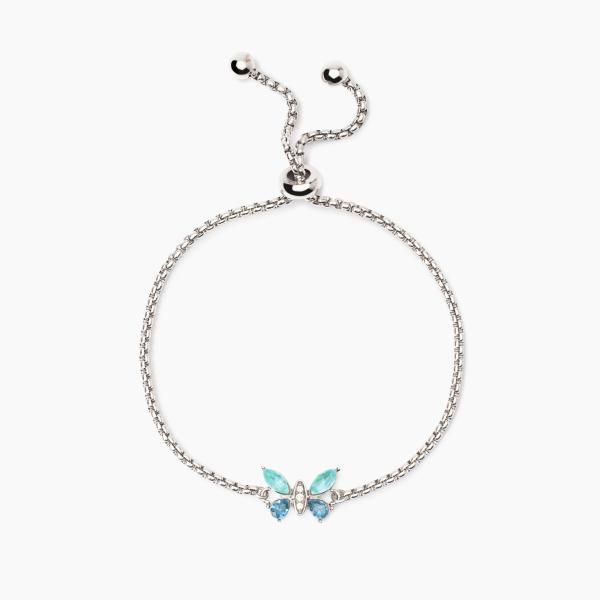 2 Jewels Bracciale Acciaio Farfalla Cristalli Azzurri