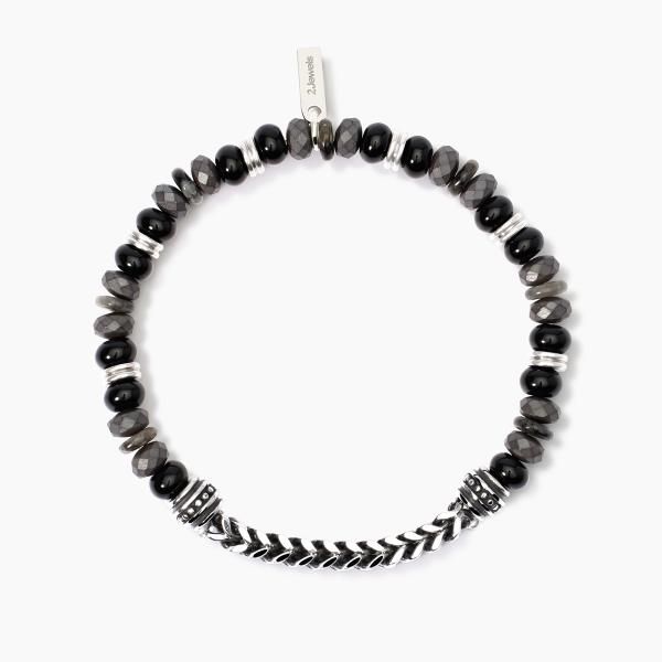 2 Jewels Bracciale Acciaio Pietre Nere e Ematite