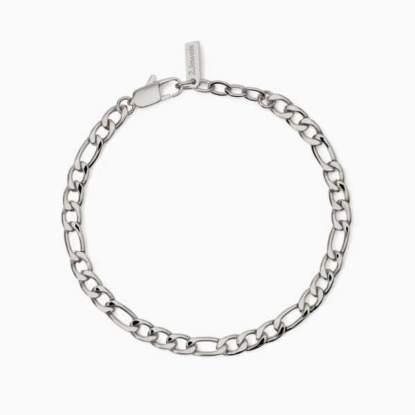 2 Jewels Bracciale Acciaio Catena Figaro 5 mm