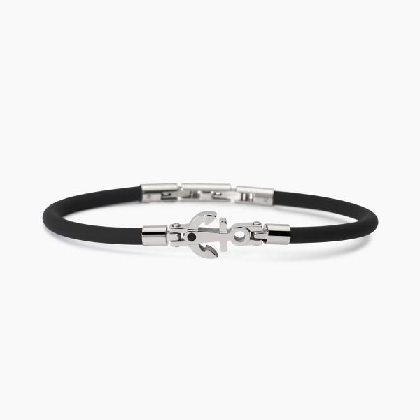 2 Jewels Bracciale Silicone Nero e Ancora