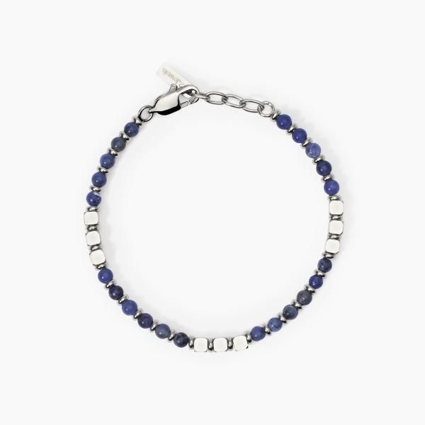 2 Jewels Bracciale Cubi Acciaio e Sodalite Blu