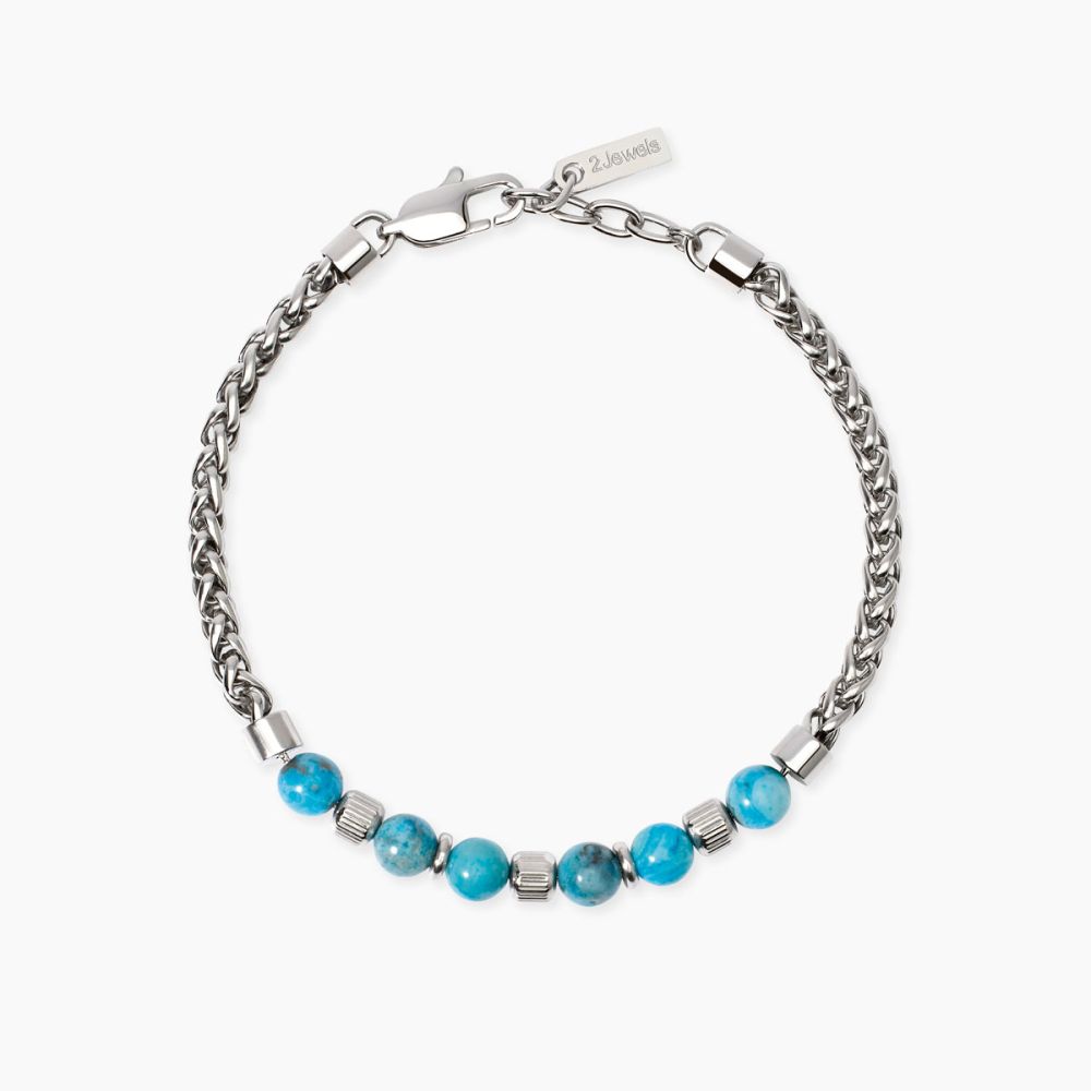 2 Jewels Bracciale Acciaio con Opali Azzurri