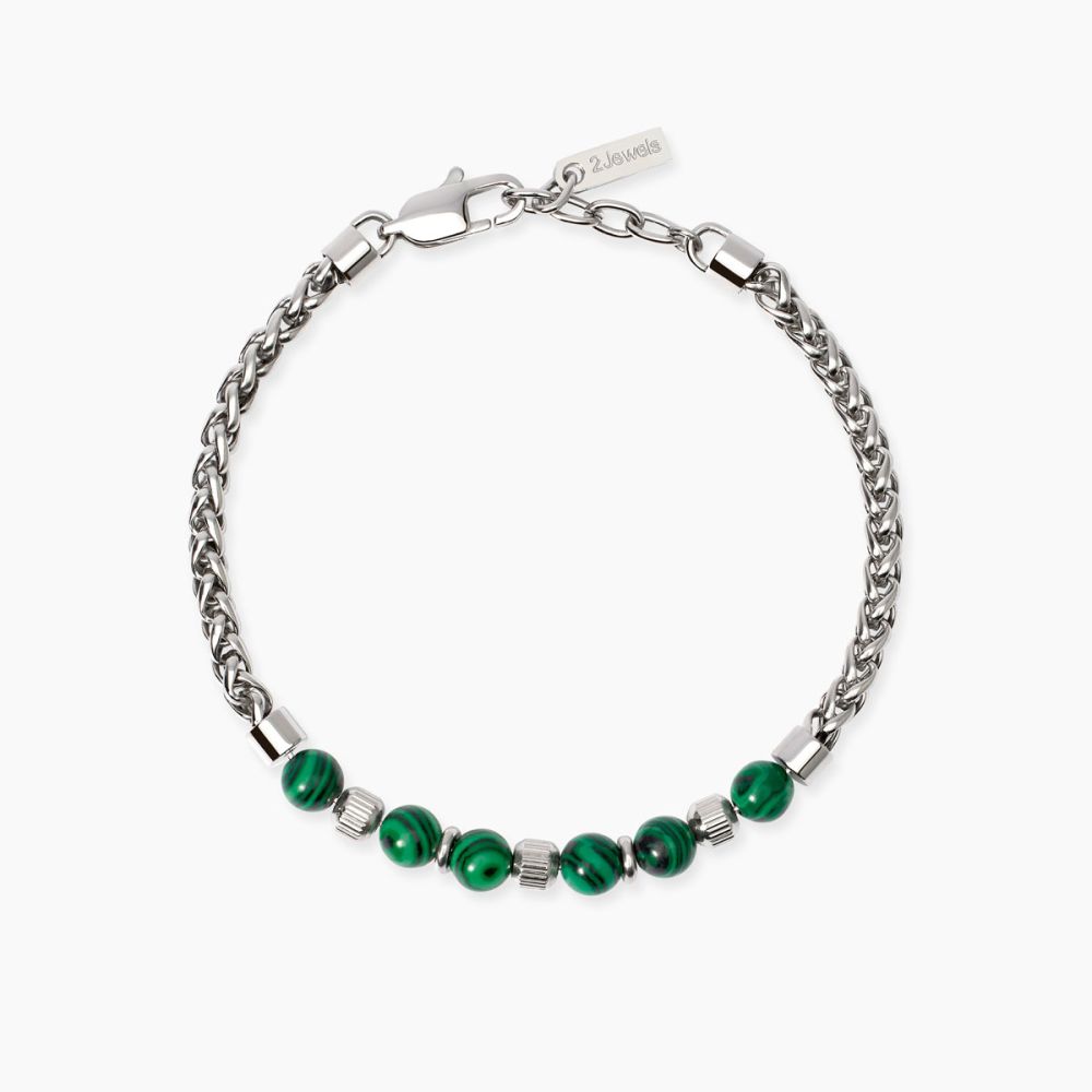 2 Jewels Bracciale Acciaio con Malachite Sintetica