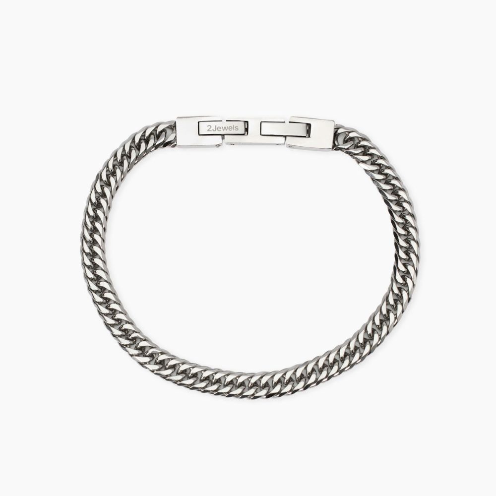 2 Jewels Bracciale Acciaio Catena Groumette Diamantata