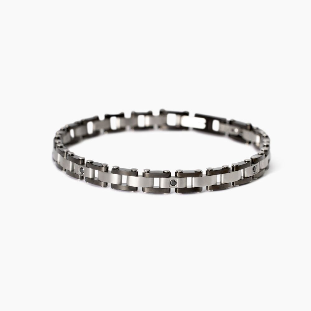 2 Jewels Bracciale Acciaio e Cristalli Neri