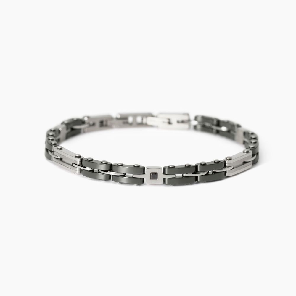 2 Jewels Bracciale Acciaio Ceramica e Cristalli Neri