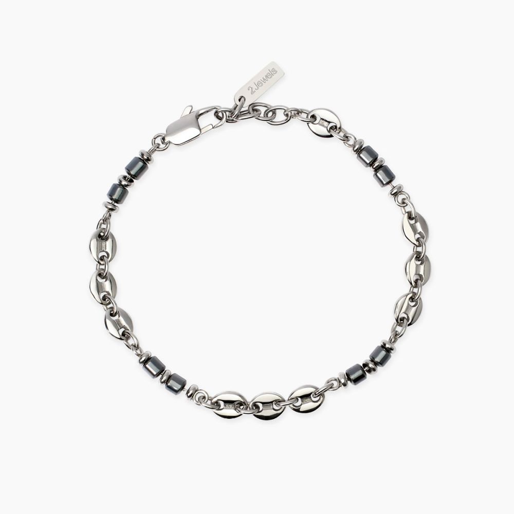 2 Jewels Bracciale Acciaio Maglia Marina ed Ematite