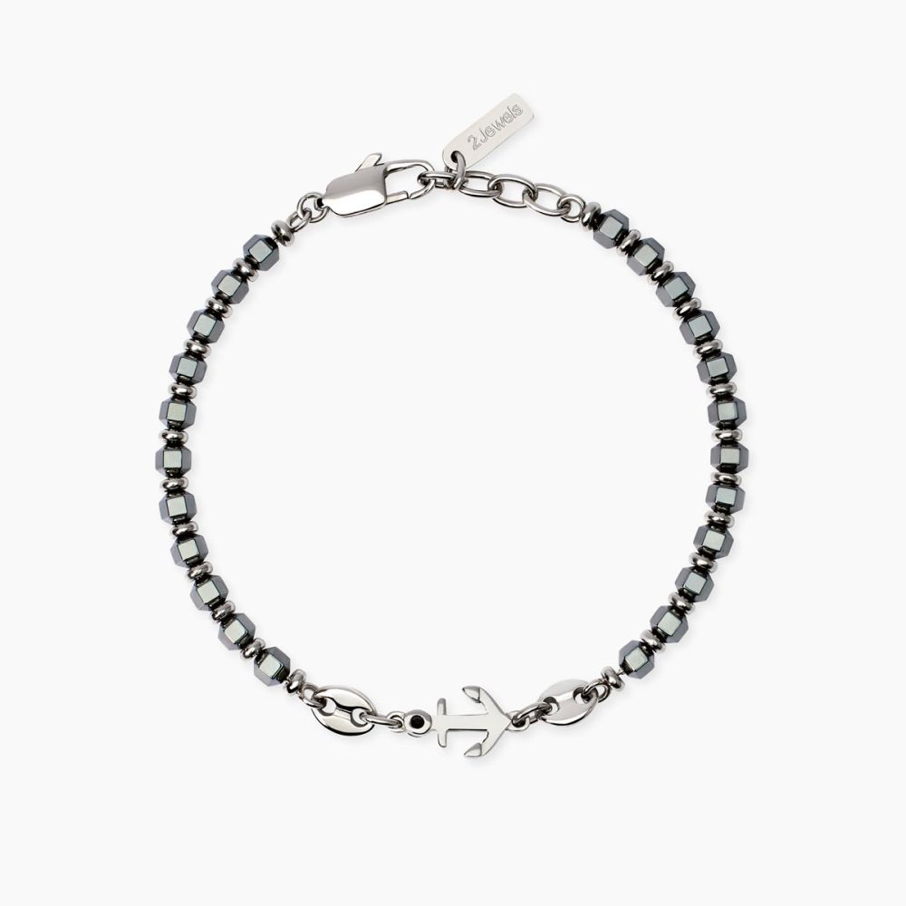 2 Jewels Bracciale Acciaio Ematite ed Ancora