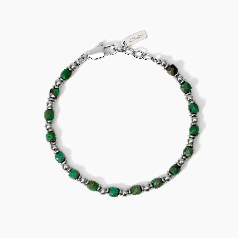 2 Jewels Bracciale Acciaio e Malachite