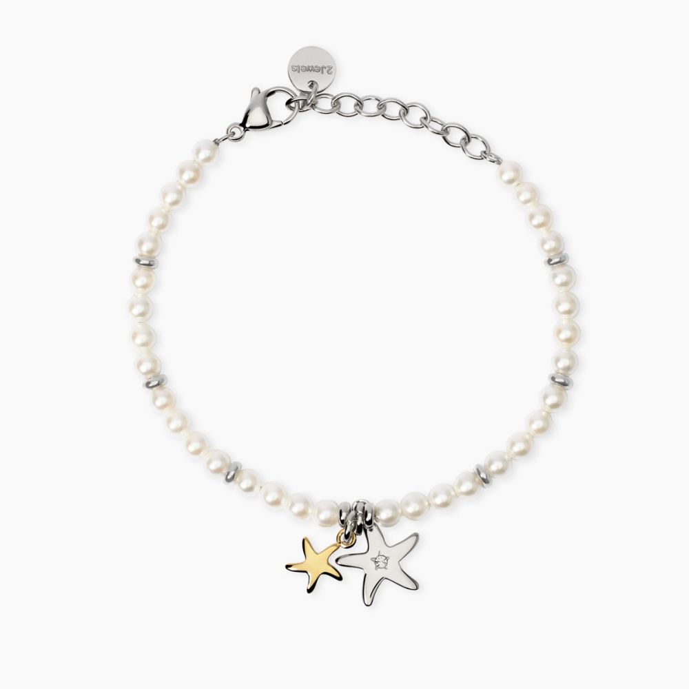 2 Jewels Bracciale Acciaio Perle e Stelle Marine