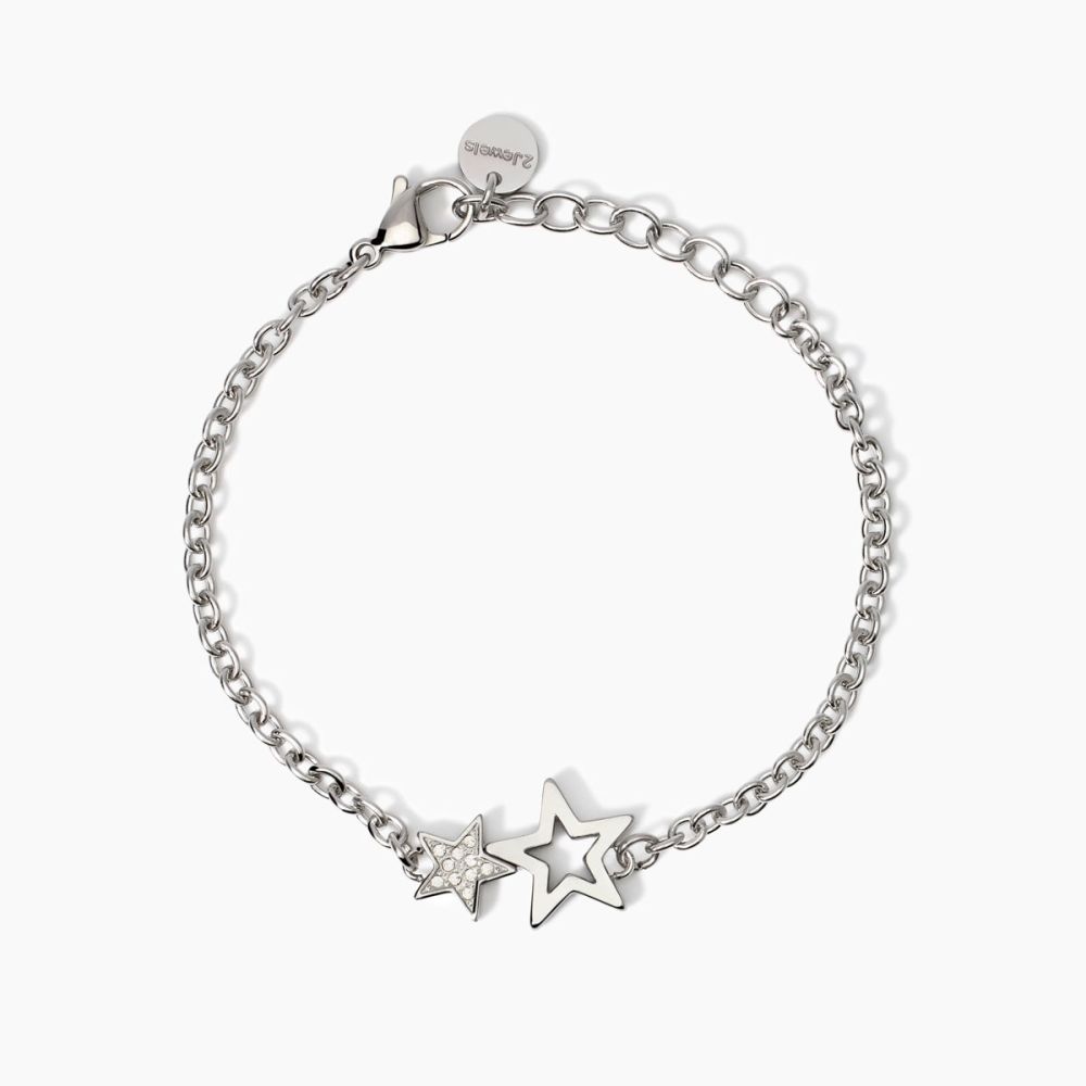 2 Jewels Bracciale Acciaio con Stelle e Cristalli