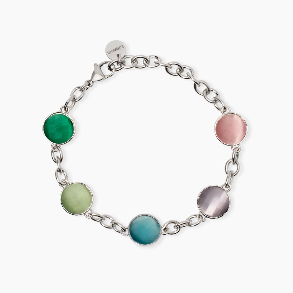 2 Jewels Bracciale Acciaio e Cat Eye Multicolor