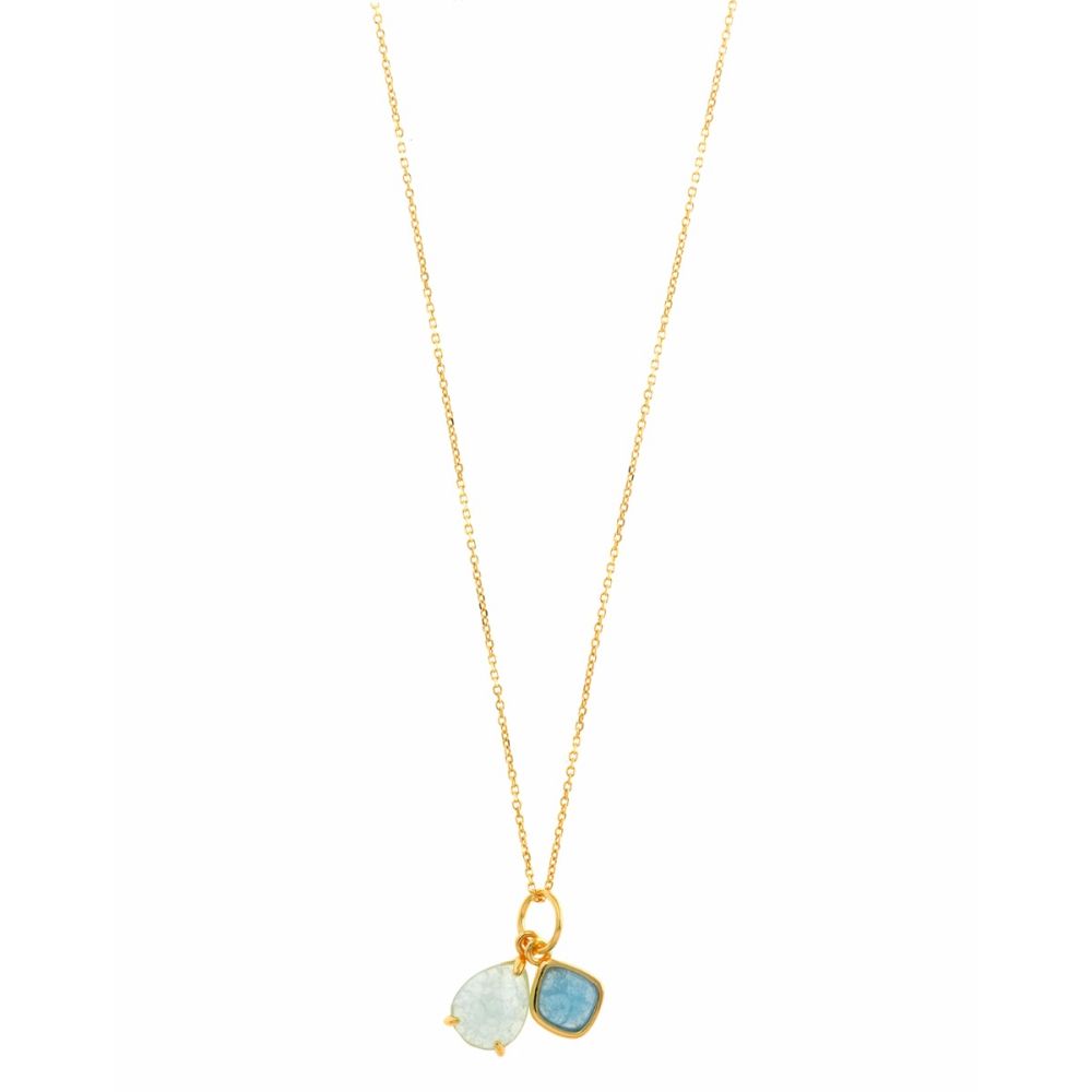 Plata Collana Argento Gold Cristalli Verde e Acquamarina