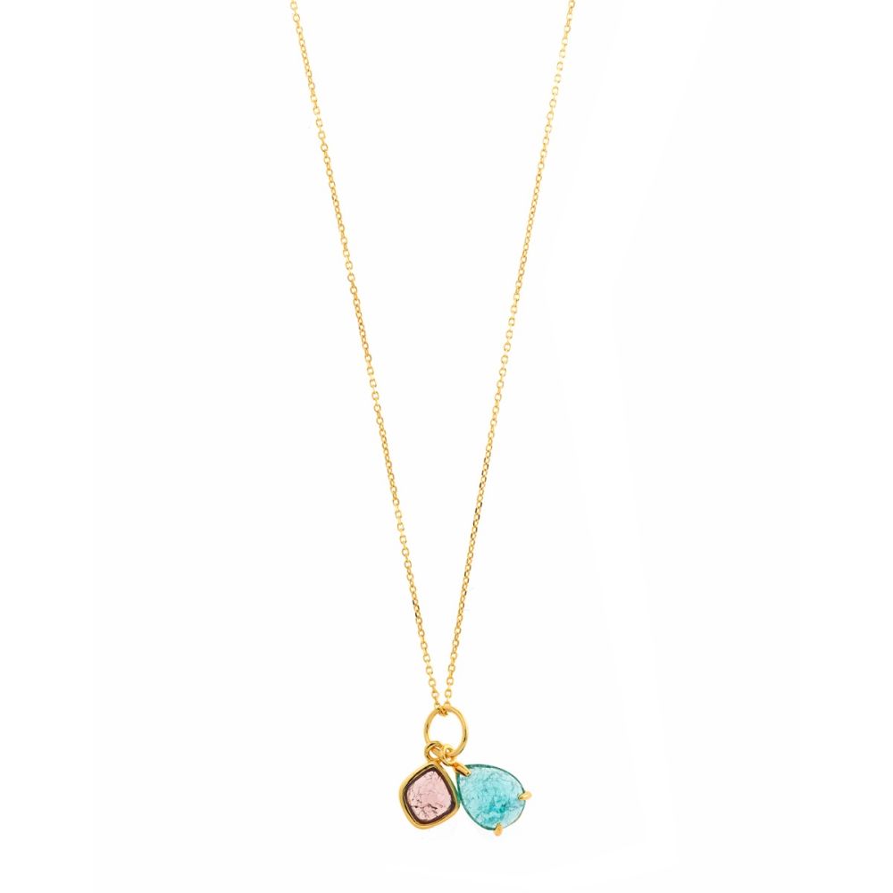 Plata Collana Argento Dorato Cristalli Ghiaccio e Ametista