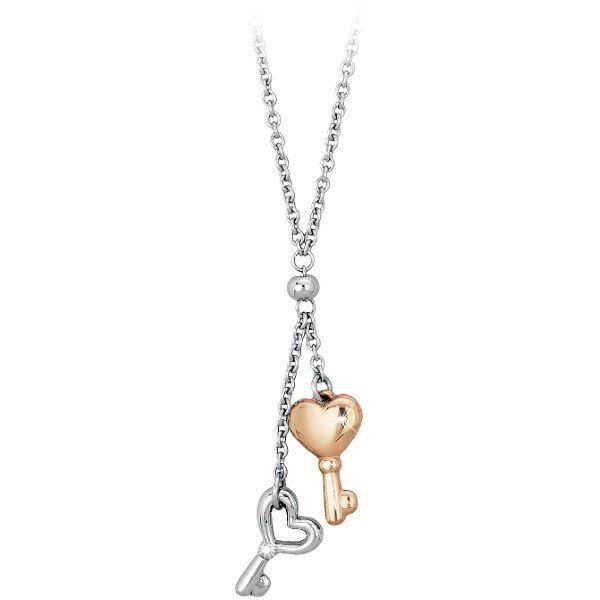 2 Jewels Collana Donna Acciaio Chiavi Cuore Silver e Rosè Secret