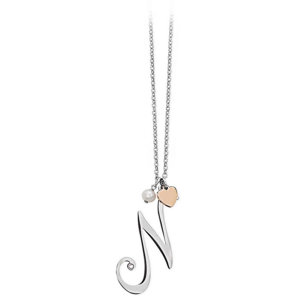 2 Jewels Collana Donna Acciaio Lettera N con Cuore