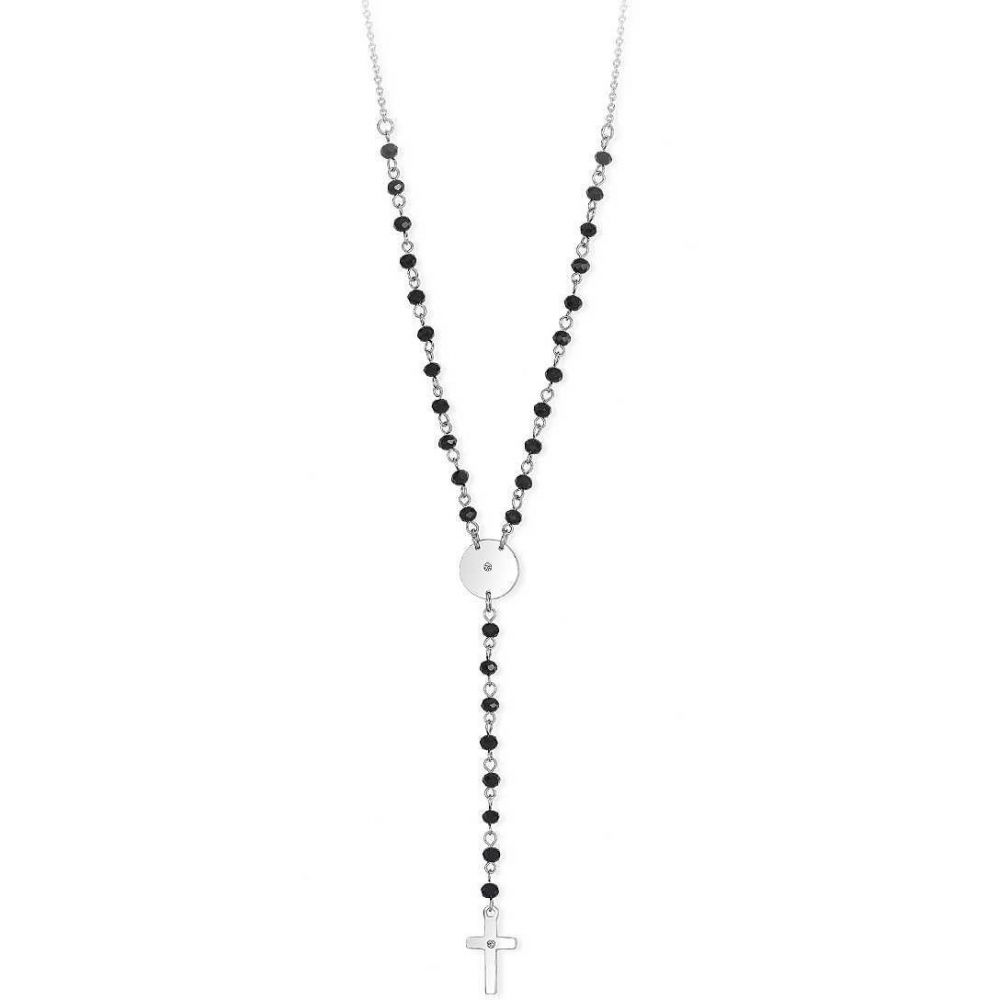 2 Jewels Collana Rosario Donna Acciaio Grani Neri Faith