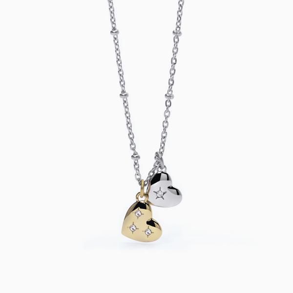 2 Jewels Collana Donna Acciaio Cuori Gold e Silver