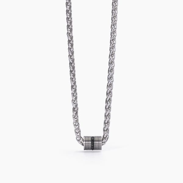 2 Jewels Collana Acciaio Elemento Cristalli Neri