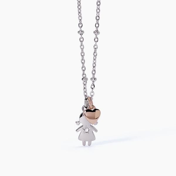 2 Jewels Collana Acciaio Bambina e Cuore Rosè
