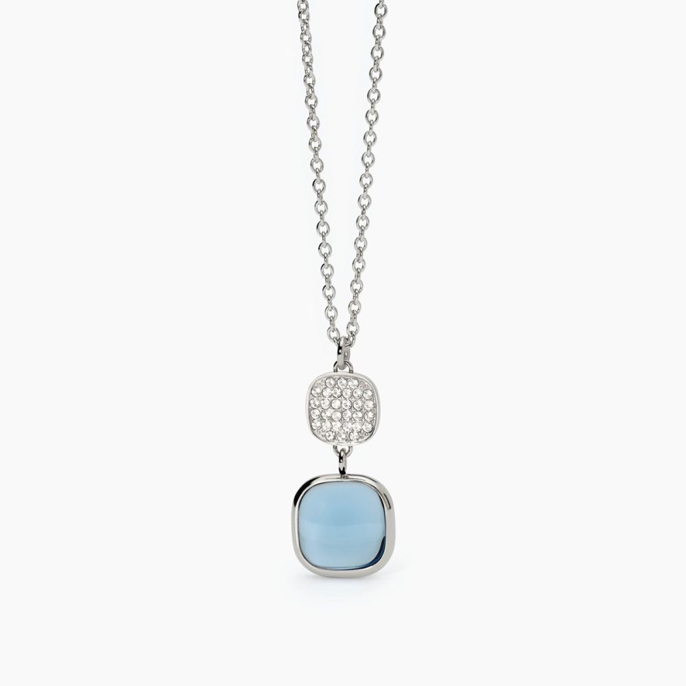 2 Jewels Collana Acciaio Glass Azzurro e Zirconi