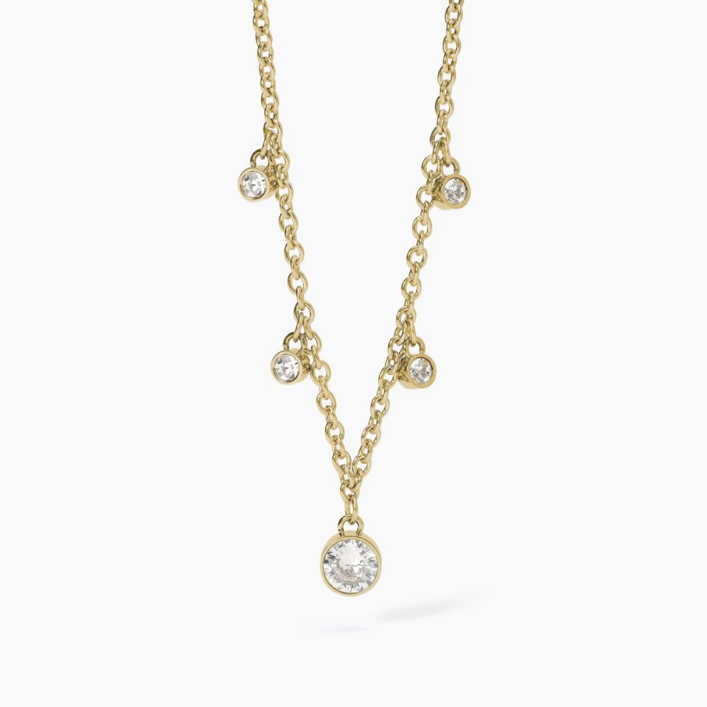 2 Jewels Collana Acciaio Gold Zircone Bianco e Punti Luce