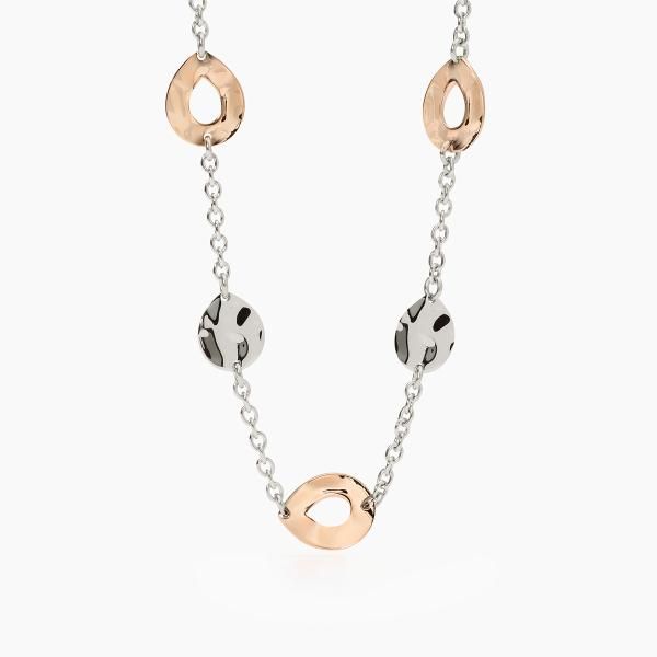 2 Jewels Collana Acciaio Elementi Martellati e Pvd Rosè
