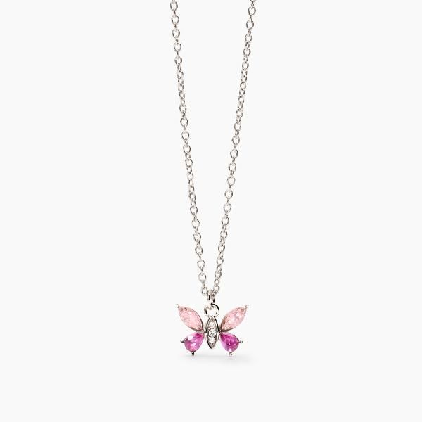 2 Jewels Collana Acciaio Farfalla Cristalli Rosa