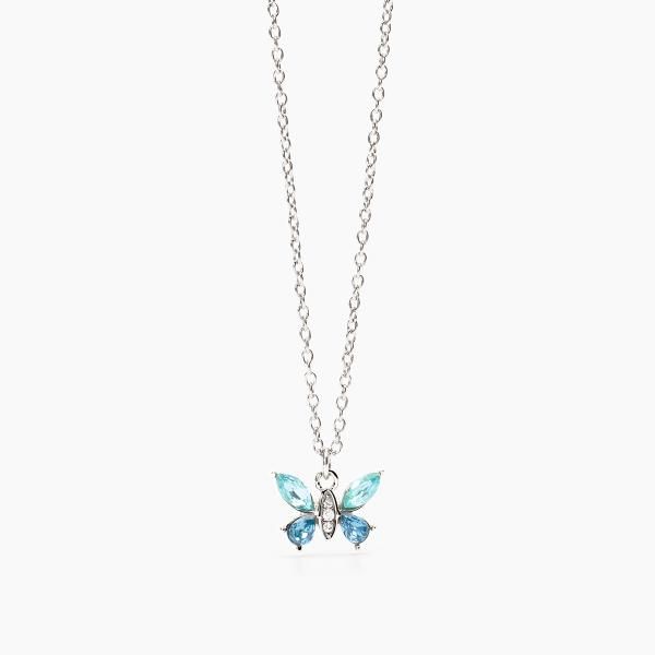 2 Jewels Collana Acciaio Farfalla Cristalli Azzurri