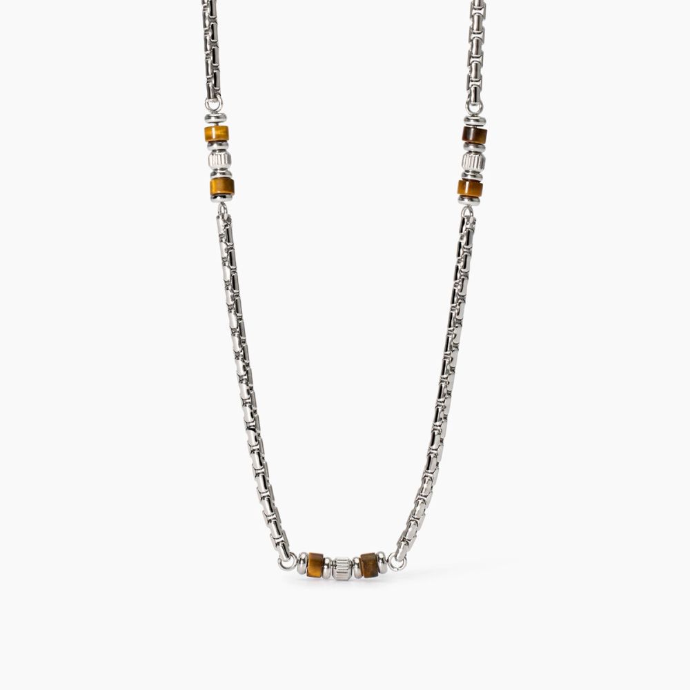 2 Jewels Collana Acciaio e Occhio di Tigre