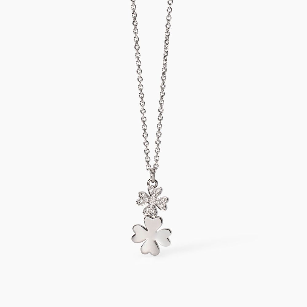2 Jewels Collana Acciaio Quadrifogli e Cristalli