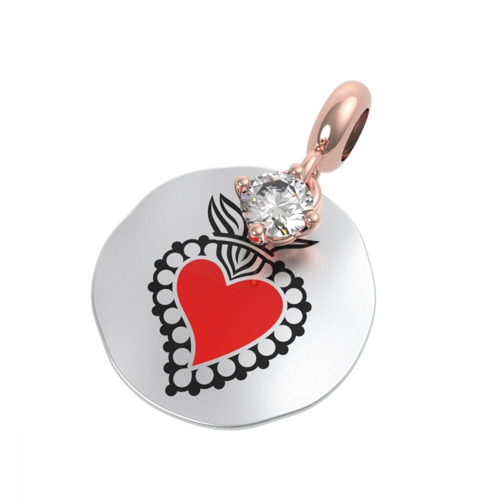 Rerum Charms Donna Argento Amore Sacro Cuore