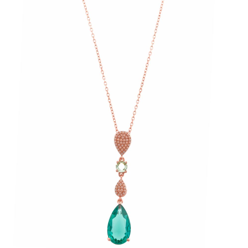 Plata Collana Argento Rosè Goccia Verde