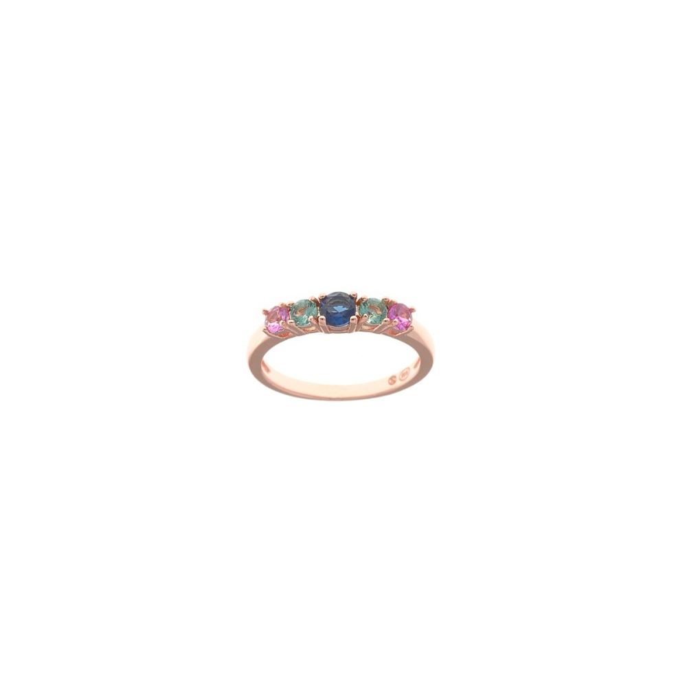 Plata Anello Argento Rosato Cristalli Multicolor