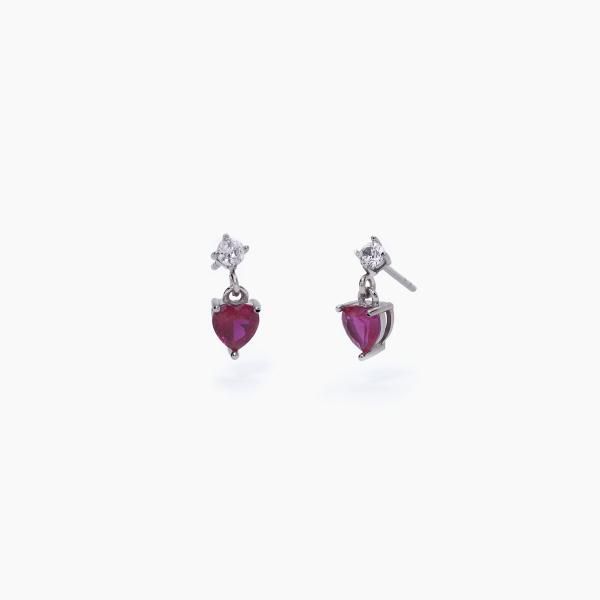 2 Jewels Orecchini Donna Acciaio Cuore Rubino