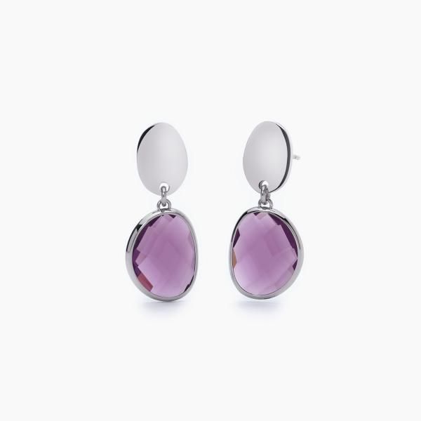 2 Jewels Orecchini Donna Acciaio e Cristallo Viola