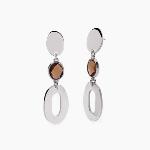 2 Jewels Orecchini Donna Acciaio e Cristallo Smoky