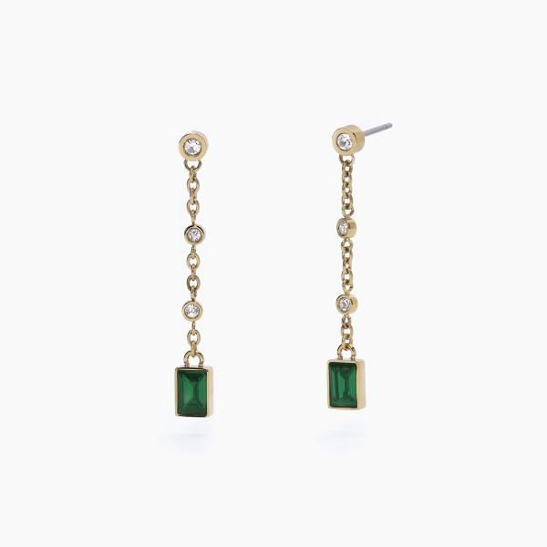2 Jewels Orecchini Donna Acciaio Gold Pendente Smeraldo