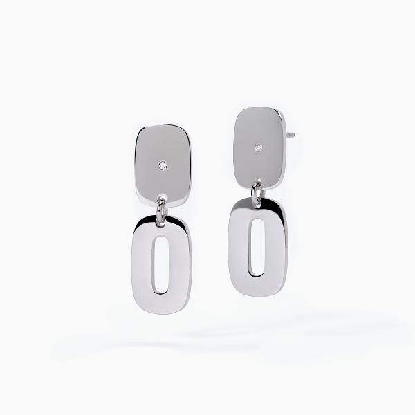 2 Jewels Orecchini Rettangolari Acciaio e Cristalli